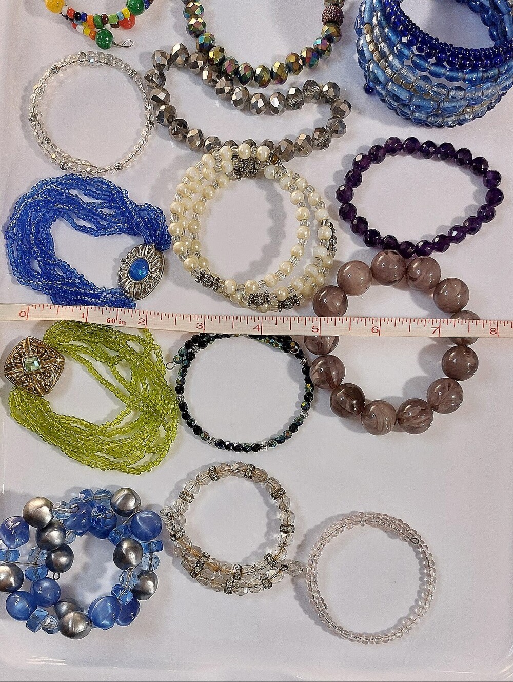 Vintage Bracelet Lot - Womens Jewelry Glass, Beaded, Plastic - Picture 9 of 13